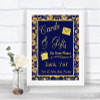 Blue & Gold Cards & Gifts Table Personalized Wedding Sign