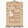 Brown Winter Cards & Gifts Table Personalized Wedding Sign