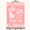 Coral Burlap & Lace Cards & Gifts Table Personalized Wedding Sign