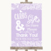 Lilac Burlap & Lace Cards & Gifts Table Personalized Wedding Sign