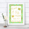 Mint Green & Gold Cards & Gifts Table Personalized Wedding Sign