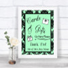 Mint Green Damask Cards & Gifts Table Personalized Wedding Sign