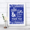 Navy Blue Burlap & Lace Cards & Gifts Table Personalized Wedding Sign