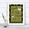 Olive Green Damask Cards & Gifts Table Personalized Wedding Sign