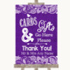 Purple Burlap & Lace Cards & Gifts Table Personalized Wedding Sign