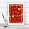 Red & Gold Cards & Gifts Table Personalized Wedding Sign