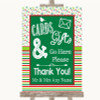 Red & Green Winter Cards & Gifts Table Personalized Wedding Sign