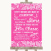 Bright Pink Burlap & Lace Cheese Board Song Personalized Wedding Sign