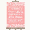 Coral Burlap & Lace Cheese Board Song Personalized Wedding Sign