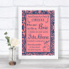 Coral Pink & Blue Cheese Board Song Personalized Wedding Sign