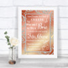 Coral Pink Cheese Board Song Personalized Wedding Sign