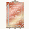 Coral Pink Cheese Board Song Personalized Wedding Sign