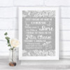 Grey Burlap & Lace Cheese Board Song Personalized Wedding Sign