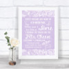 Lilac Burlap & Lace Cheese Board Song Personalized Wedding Sign
