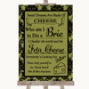 Olive Green Damask Cheese Board Song Personalized Wedding Sign