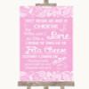 Pink Burlap & Lace Cheese Board Song Personalized Wedding Sign