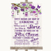 Purple Rustic Wood Cheese Board Song Personalized Wedding Sign