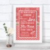 Red Winter Cheese Board Song Personalized Wedding Sign