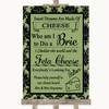 Sage Green Damask Cheese Board Song Personalized Wedding Sign