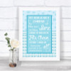 Winter Blue Cheese Board Song Personalized Wedding Sign