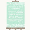 Green Burlap & Lace Cheesecake Cheese Song Personalized Wedding Sign