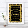 Black & Gold Damask Choose A Seat We Are All Family Personalized Wedding Sign