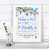 Blue Rustic Wood Choose A Seat We Are All Family Personalized Wedding Sign