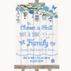 Blue Rustic Wood Choose A Seat We Are All Family Personalized Wedding Sign