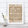 Burlap & Lace Choose A Seat We Are All Family Personalized Wedding Sign