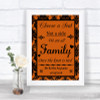 Burnt Orange Damask Choose A Seat We Are All Family Personalized Wedding Sign