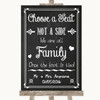 Chalk Sketch Choose A Seat We Are All Family Personalized Wedding Sign