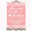 Coral Burlap & Lace Choose A Seat We Are All Family Personalized Wedding Sign