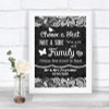 Dark Grey Burlap & Lace Choose A Seat We Are All Family Wedding Sign