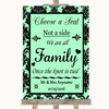 Mint Green Damask Choose A Seat We Are All Family Personalized Wedding Sign