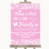 Pink Burlap & Lace Choose A Seat We Are All Family Personalized Wedding Sign