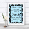 Sky Blue Damask Choose A Seat We Are All Family Personalized Wedding Sign