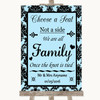 Sky Blue Damask Choose A Seat We Are All Family Personalized Wedding Sign