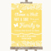 Yellow Burlap & Lace Choose A Seat We Are All Family Personalized Wedding Sign