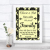 Yellow Damask Choose A Seat We Are All Family Personalized Wedding Sign