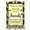 Yellow Damask Choose A Seat We Are All Family Personalized Wedding Sign