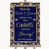 Blue & Gold Confetti Personalized Wedding Sign