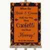 Burnt Orange Damask Confetti Personalized Wedding Sign