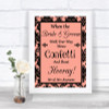 Coral Damask Confetti Personalized Wedding Sign