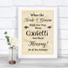 Cream Roses Confetti Personalized Wedding Sign