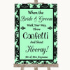 Mint Green Damask Confetti Personalized Wedding Sign