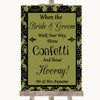 Olive Green Damask Confetti Personalized Wedding Sign