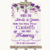Purple Rustic Wood Confetti Personalized Wedding Sign