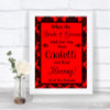 Red Damask Confetti Personalized Wedding Sign