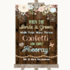 Rustic Floral Wood Confetti Personalized Wedding Sign