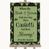 Sage Green Damask Confetti Personalized Wedding Sign